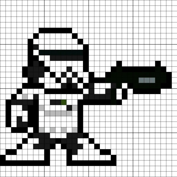 Звездные войны Штурмовик в тетради по клеточкам