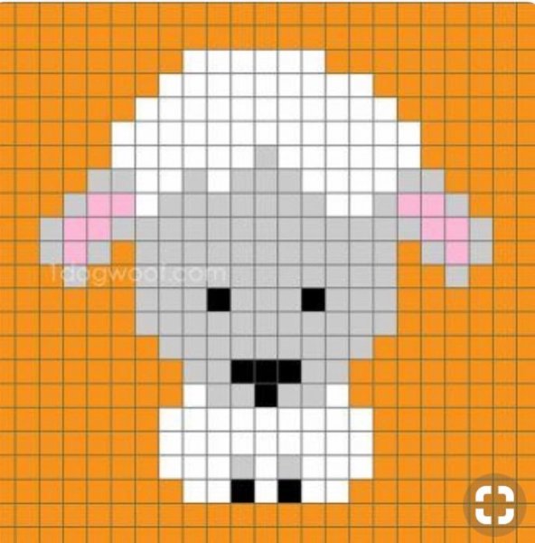 Овечка по клеточкам в тетради