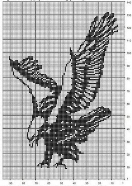 Вышивка птицы монохром