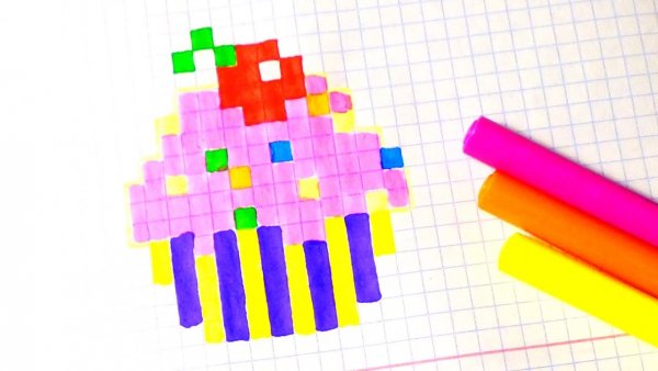 Рисование по клеточкам кексик