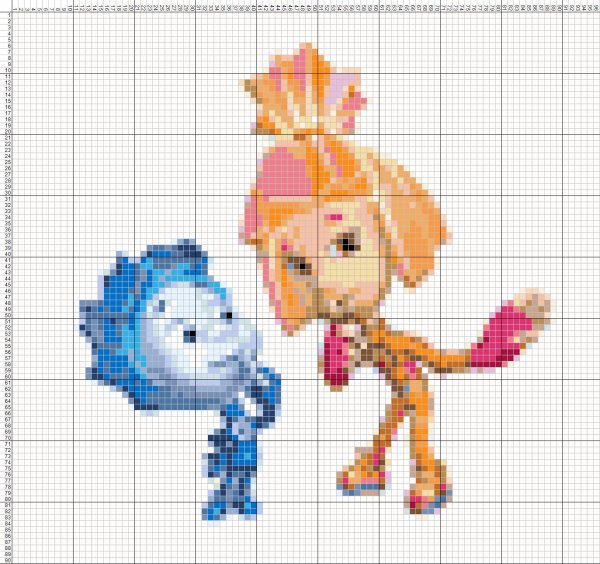 Схема вышивки крестиком Фиксики