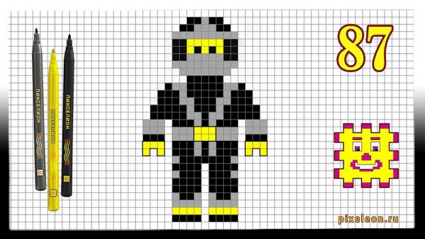 Рисование по клеточкам Ниндзяго