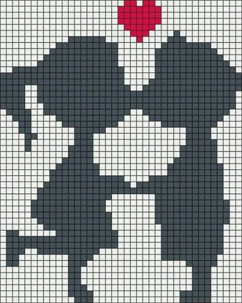 Романтические рисунки по клеточкам в тетради