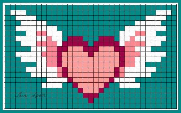 Рисование по клеточкам сердечко