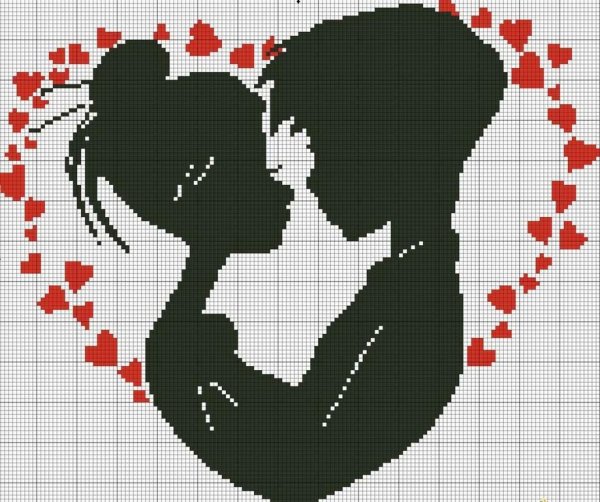 Вышивка крестом влюбленные