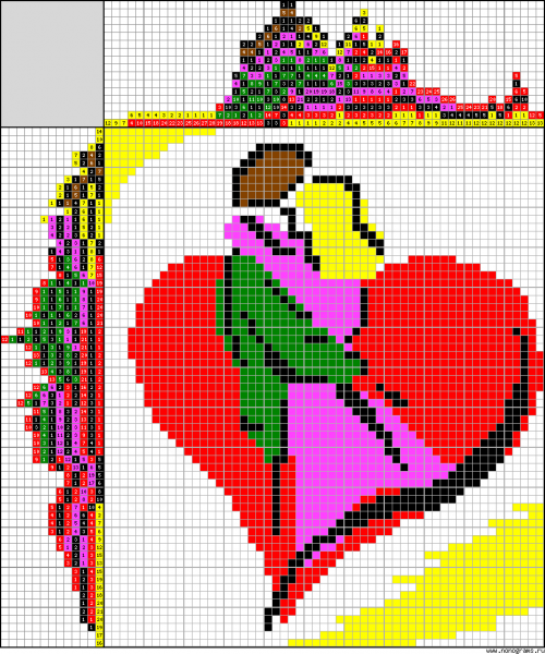 Рисунки по клеточкам для влюбленных