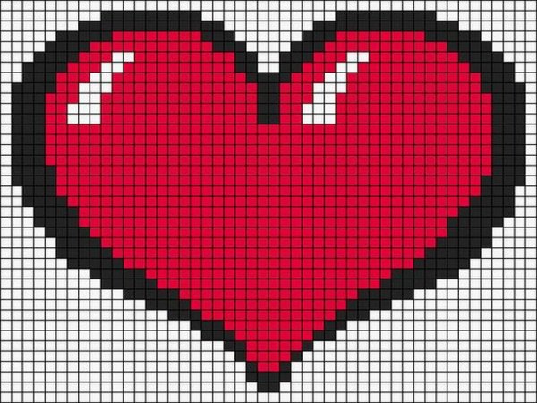 Красивые сердечки по клеточкам