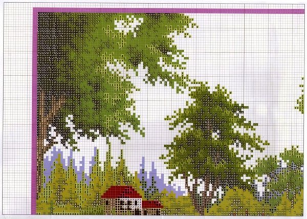 Простая вышивка крестом природы
