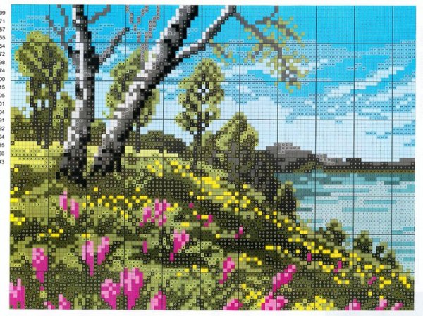 Схемы вышивки крестиком природа