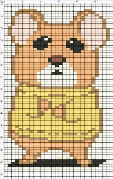 Рисование по клеточкам хомяк