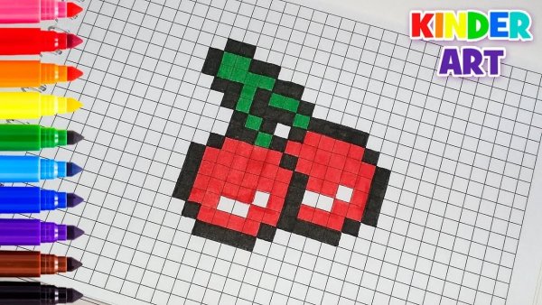 Рисование по клеточкам Вишенка