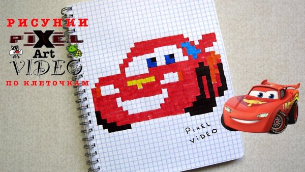 Рисунки по клеточкам молния Маквин