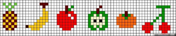 Рисование по клеточкам фрукты