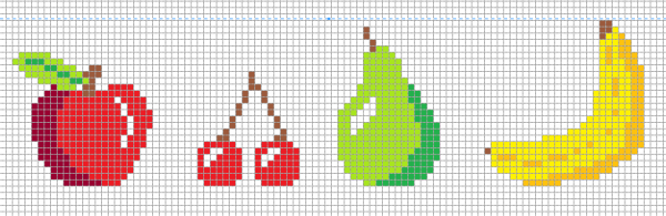 Фрукты и овощи по клеточкам
