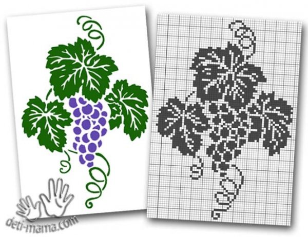 Узоры для вышивания узор с виноградом