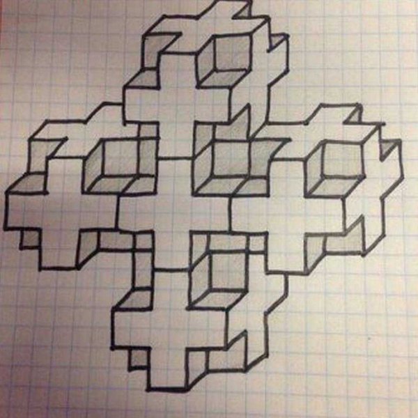 Объемные фигуры по клеточкам