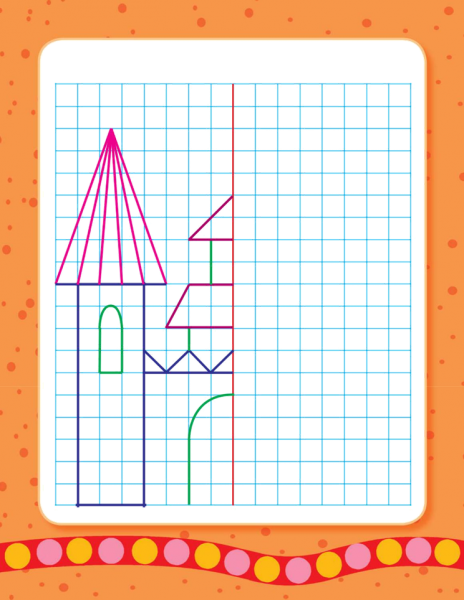 Дорисуй по клеткам для детей