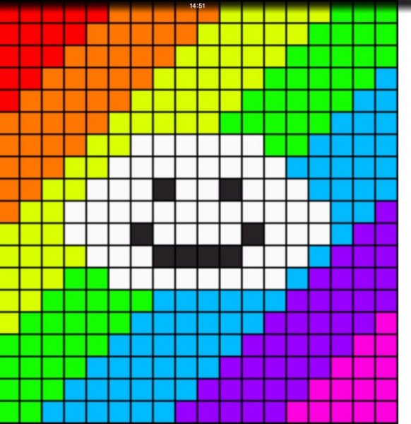 Рисунки по клеточкам радужные