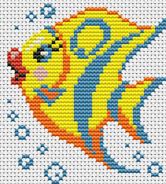 Вышивка крестом рыбки