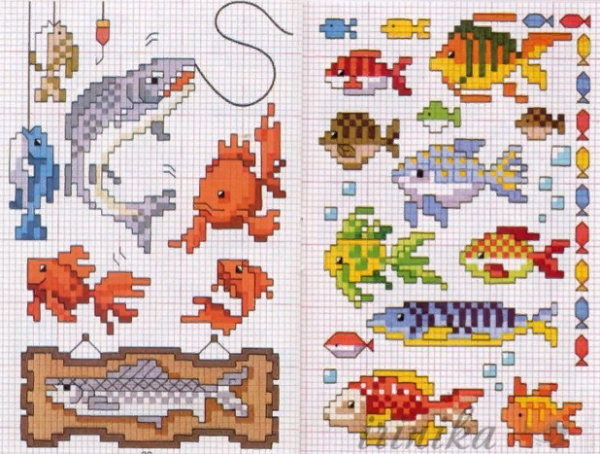 Вышивка крестом морские рыбы