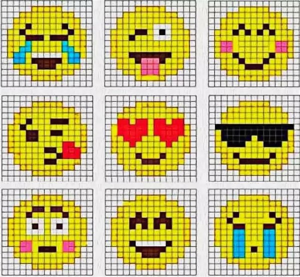 Рисунки по клеточкам смайлики