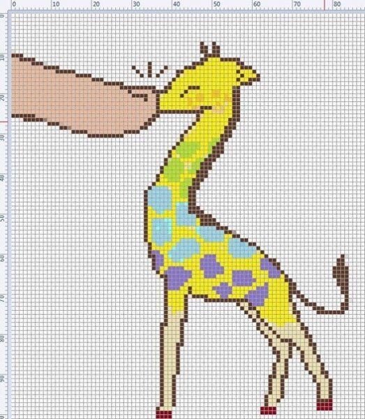 Рисование жирафа по клеточкам