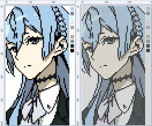 Пиксель арты схемы аниме