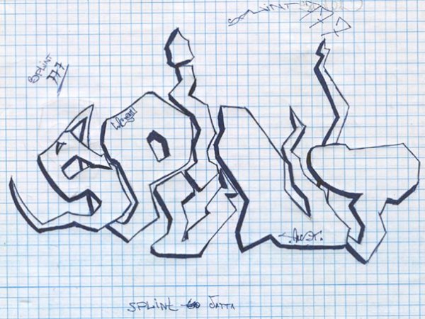 Граффити в тетради в клетку