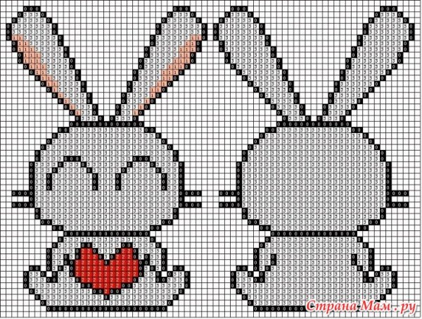 Легкие вышивки крестиком зайчик