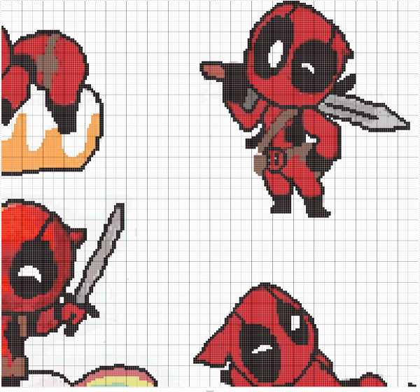 Рисунок Дэдпула по клеткам