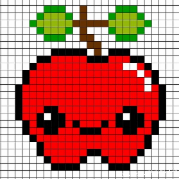 Рисование по клеточкам яблоко