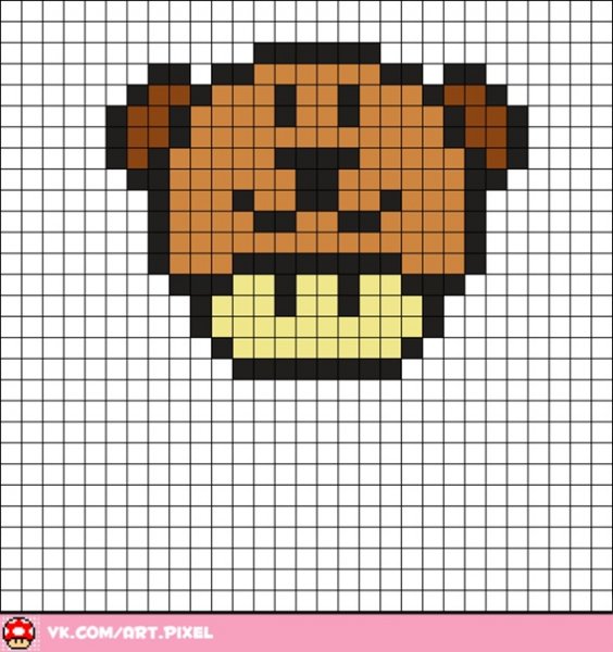 Рисование по клеточкам грибы Марио