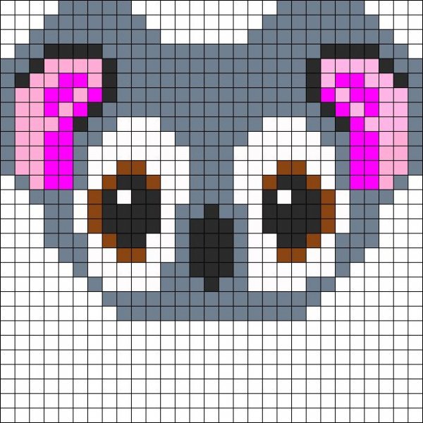 Коала по клеточкам в тетради