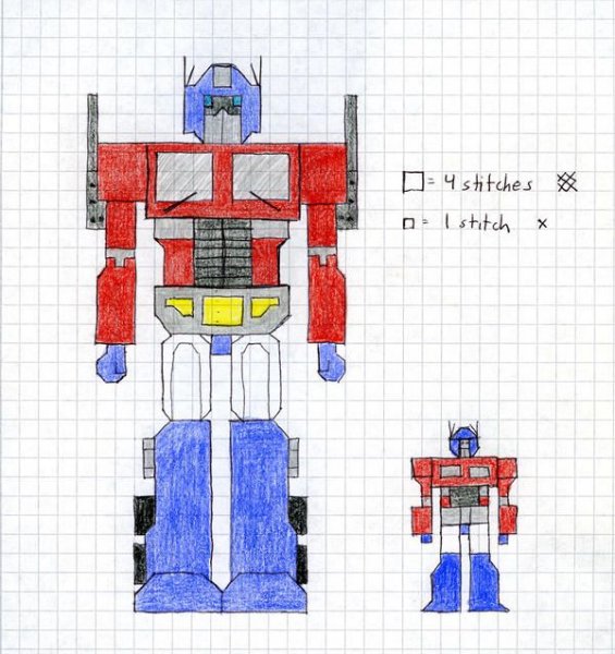 Робот Оптимус Прайм по клеткам