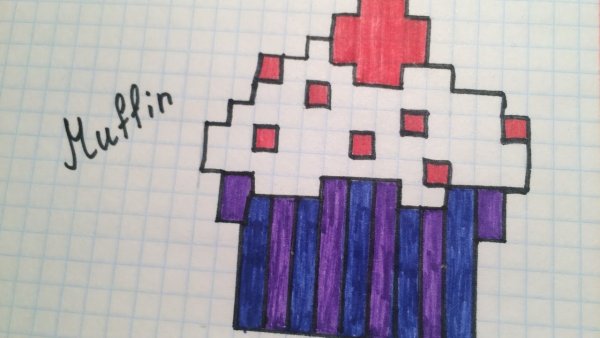 Рисование по клеточкам кексик