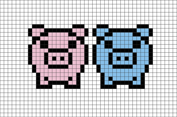 Свинья по клеточкам