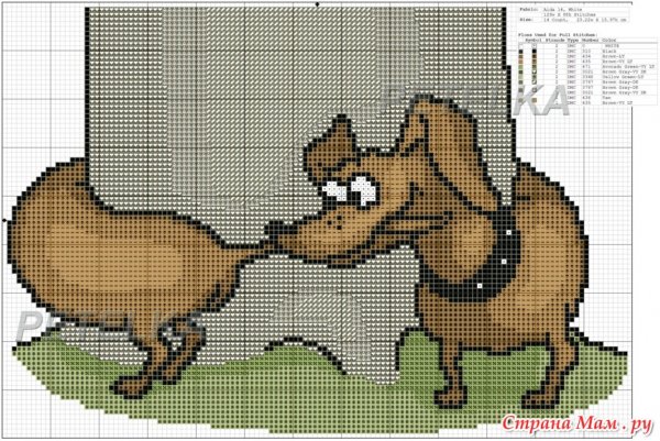 Схемы вышивки крестом собаки таксы