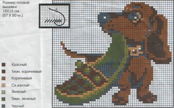 Схема вышивки крестиком для начинающих такса