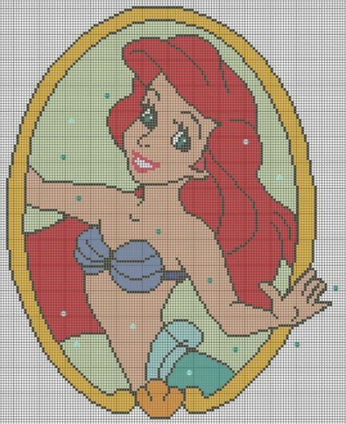 Схема вышивки Русалочка Ариэль