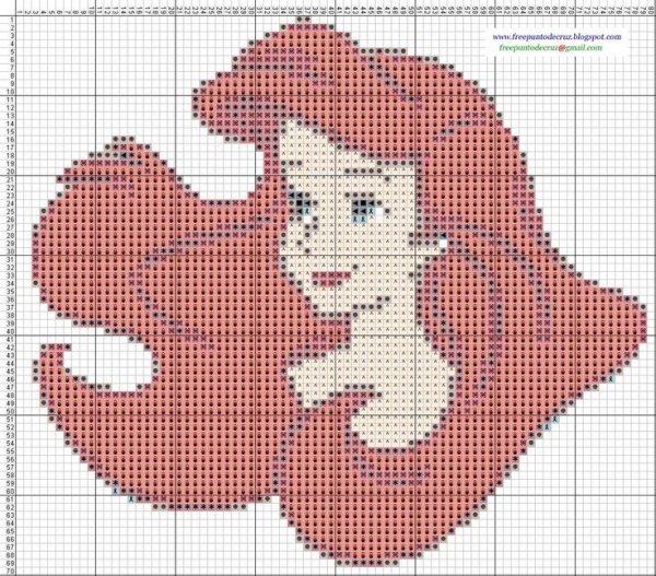 Вышивка крестиком Ариэль Русалка