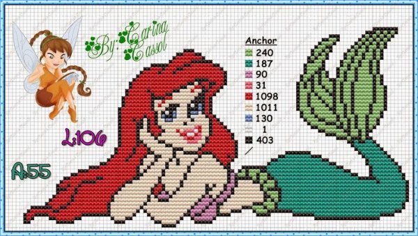 Русалочки Ариэль схемы для вышивания