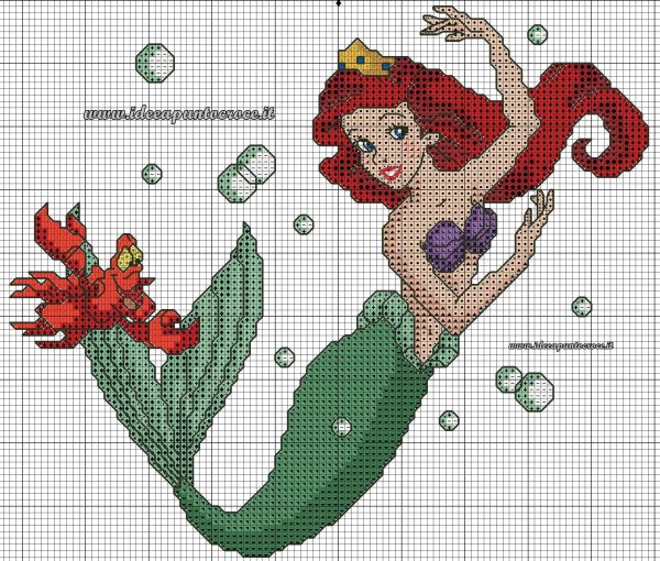 Вышивка крестиком Русалочка