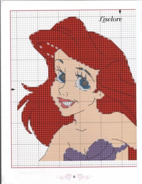 Вышивка крестиком принцессы Дисней Русалочка Ариэль