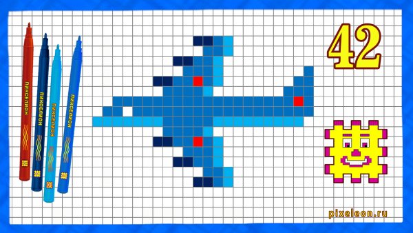 Самолёт по клеточкам в тетради