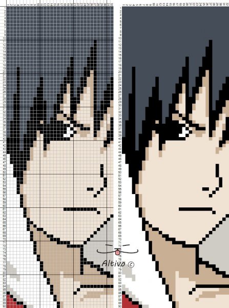 Саске Учиха по клеточкам