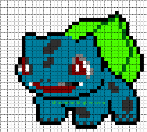 Покемон Бульбазавр по клеточкам