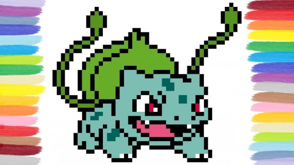 Покемон Бульбазавр по клеточкам