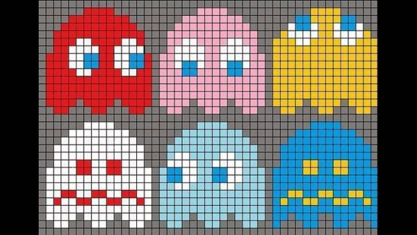 Pacman привидение рисование в клетках