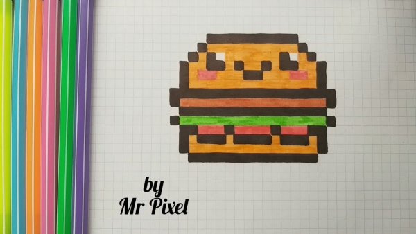 Рисунок бургера по клеточкам