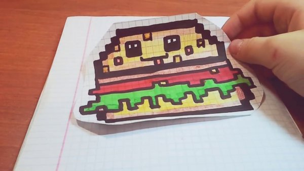 Рисование по клеточкам бургер